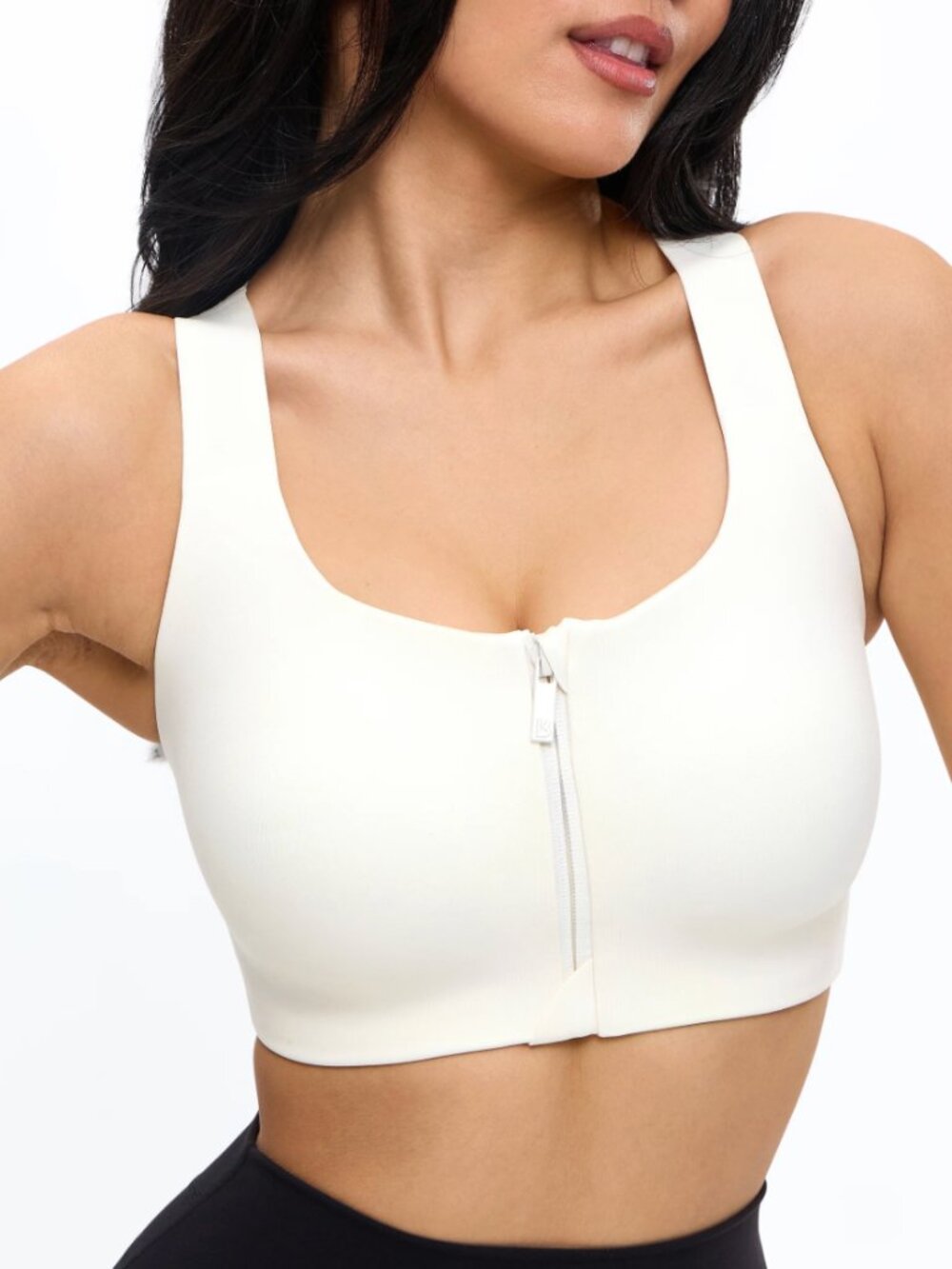 Buffbunny Collection High Impact Zip Sports Bra - Ivory - Medium (C-DD)